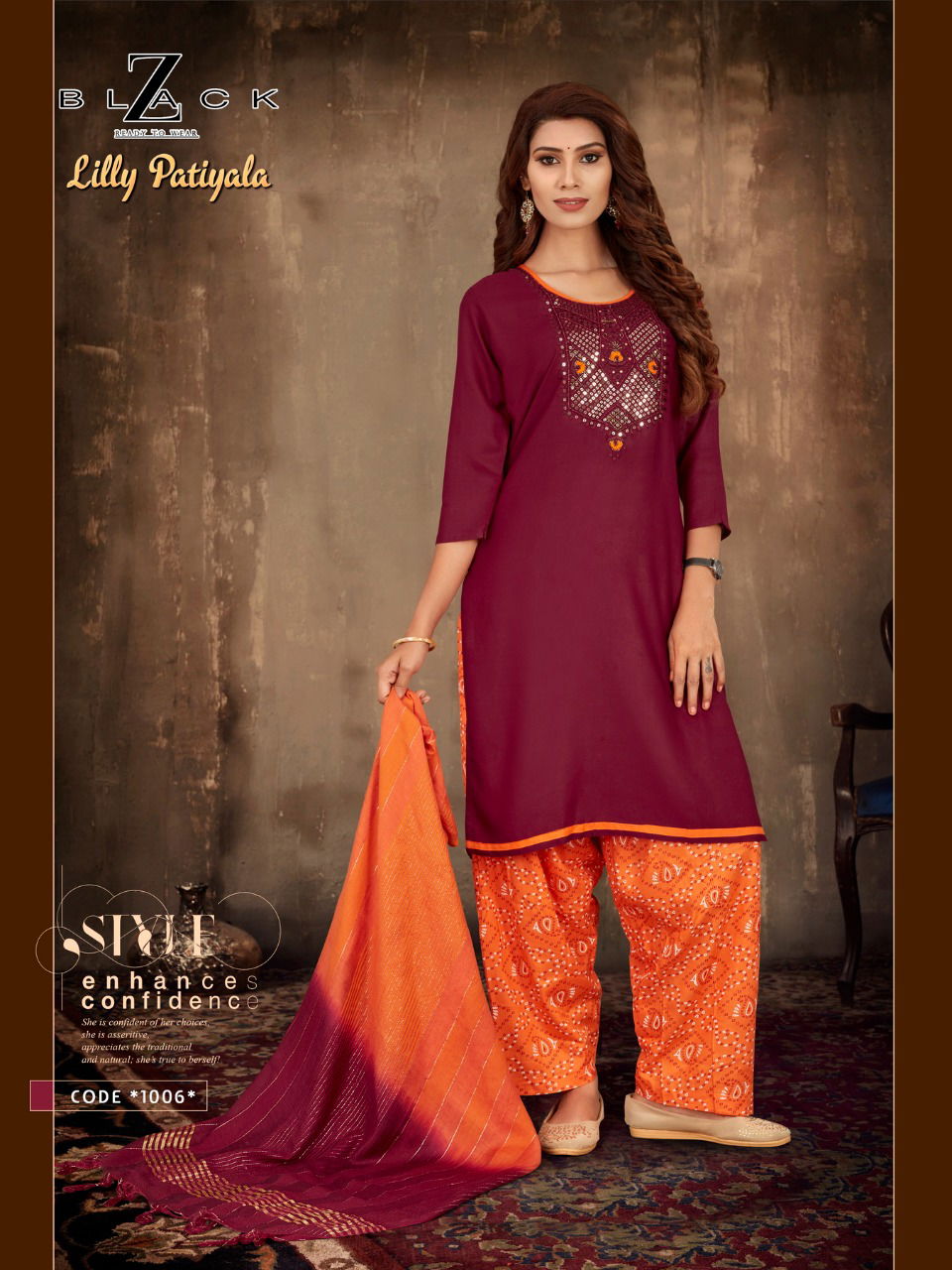 Lilly patiyala Z Black Rayon Patiyala Readymade Suits